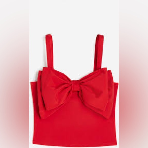 H&M Tops - H and M Red Bow Crop Top
